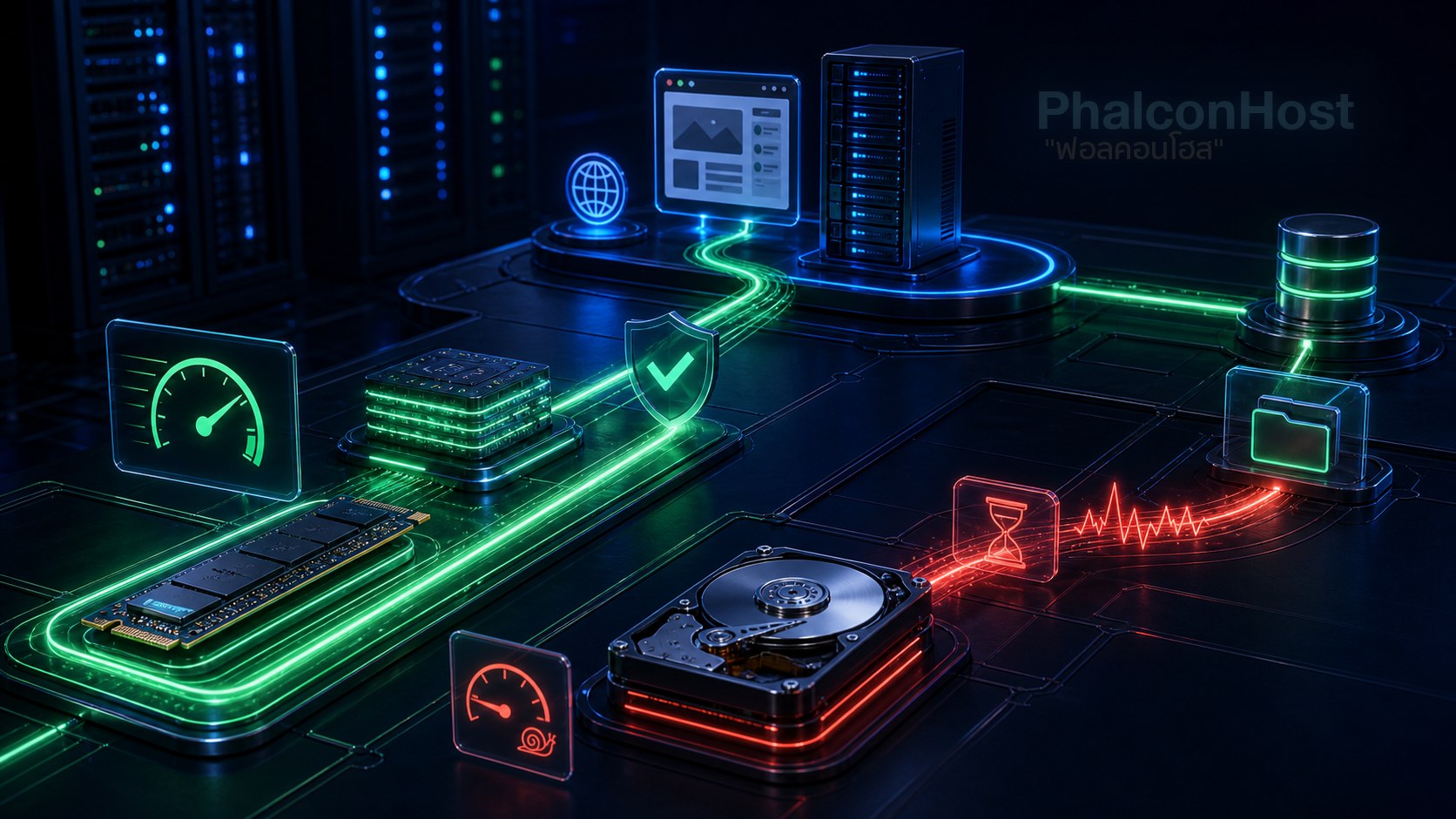 ภาพ CPU core ของ VPS ประมวลผล request พร้อมกันหลายชุด พร้อมกราฟ CPU ที่ใช้บอกจังหวะเพิ่ม core