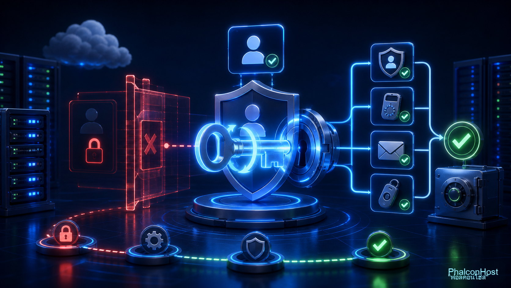 ภาพรีเซ็ตรหัสผ่าน DirectAdmin อย่างปลอดภัยโดยมี key shield และการป้องกัน lockout