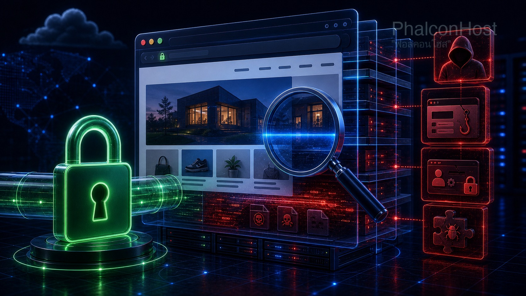 ภาพอธิบายหน้าที่หลักของ SSL HTTPS ในการเข้ารหัส ยืนยันปลายทาง และกันการแก้ข้อมูลระหว่างทาง