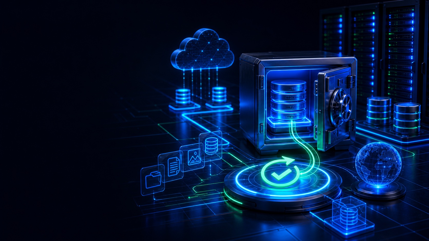 ภาพประกอบหมวด Backup / Restore สำหรับ Snapshot, Offsite Backup, Restore Test และการกู้คืนข้อมูล